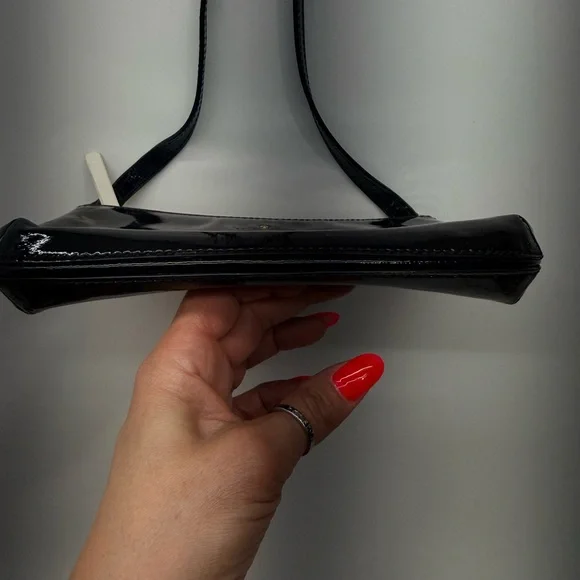 Kate Spade Black Patent Leather Crossbody with Gold Zip Pull - Picture 6 of 12